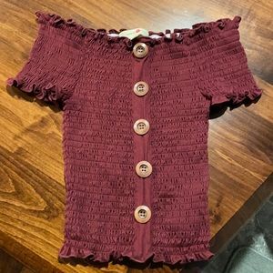 Burgundy ruched top